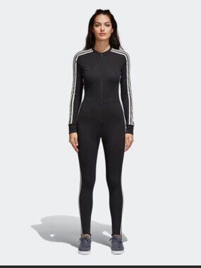 RARE Adidas stage SUIT jumpsuit BLACK DESIGNER GUC L